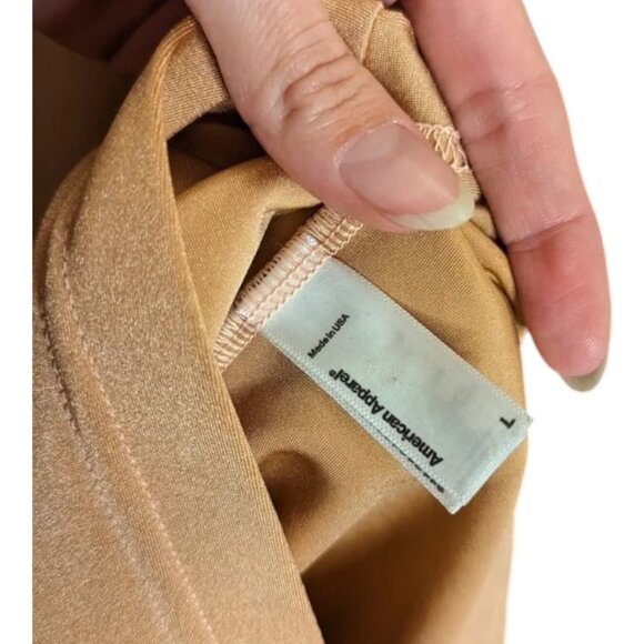 American Apparel metallic nude sleeveless bodycon mini dress size L - Picture 7 of 7